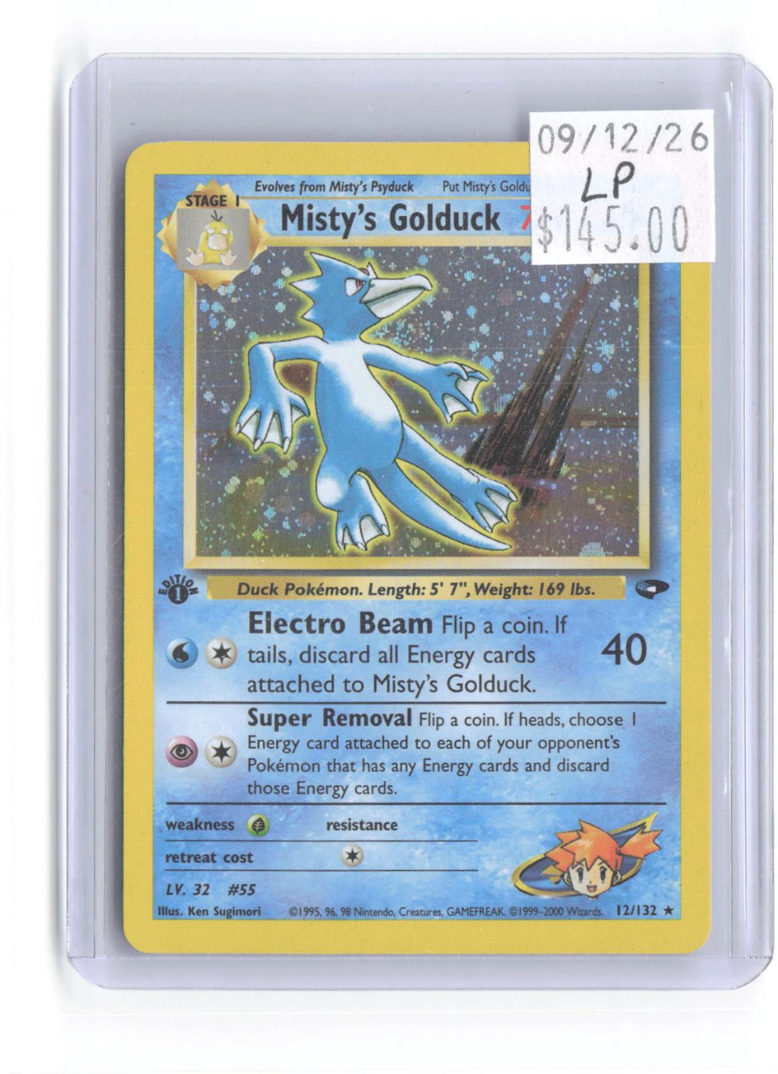 Misty's Golduck 12/132 Rare Gym Challenge Pokemon 1st Edition Holo LP