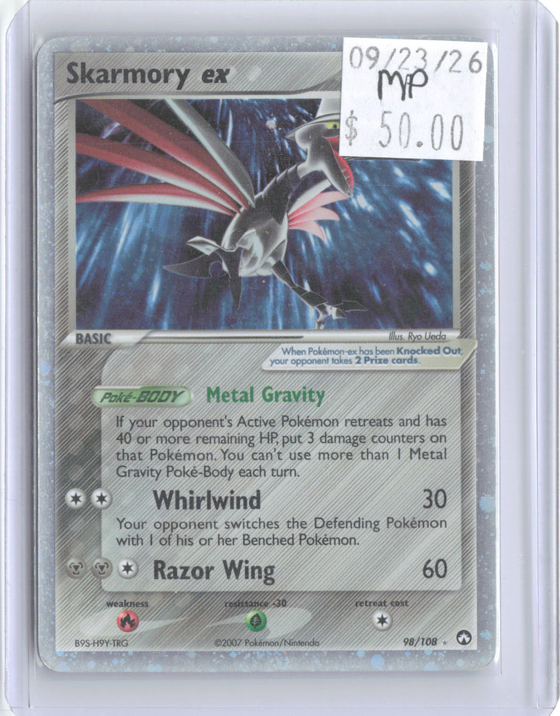Skarmory ex 98/108 Holo Ultra Rare Power Keepers Pokemon Moderately Played