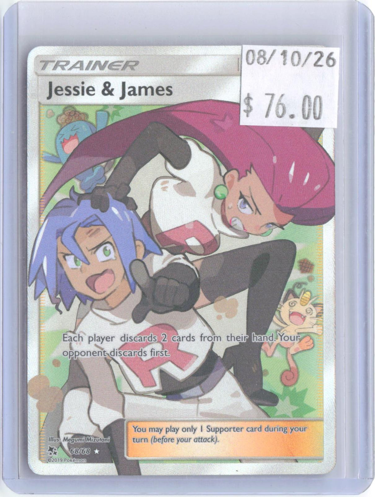 Jessie & James 68/68 Ultra Rare Hidden Fates Pokemon Holo Near Mint