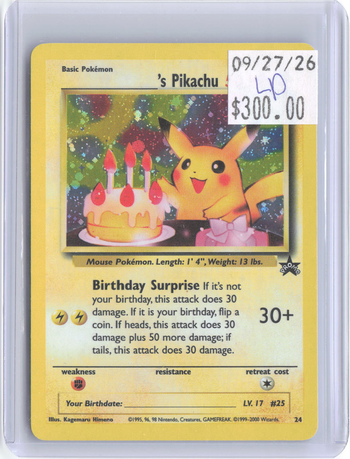 _____'s Pikachu 24 Promo Wizards Black Star Promos Pokemon Holo Lightly Played
