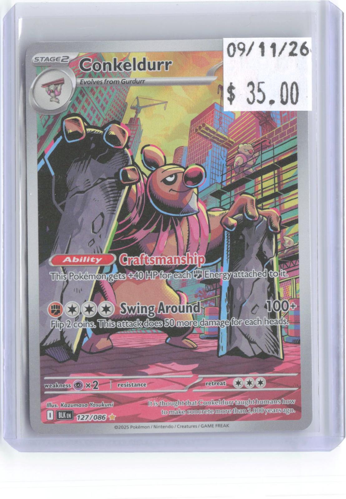 Conkeldurr 127/086 Holo Illustration Rare Black Bolt Pokemon Near Mint