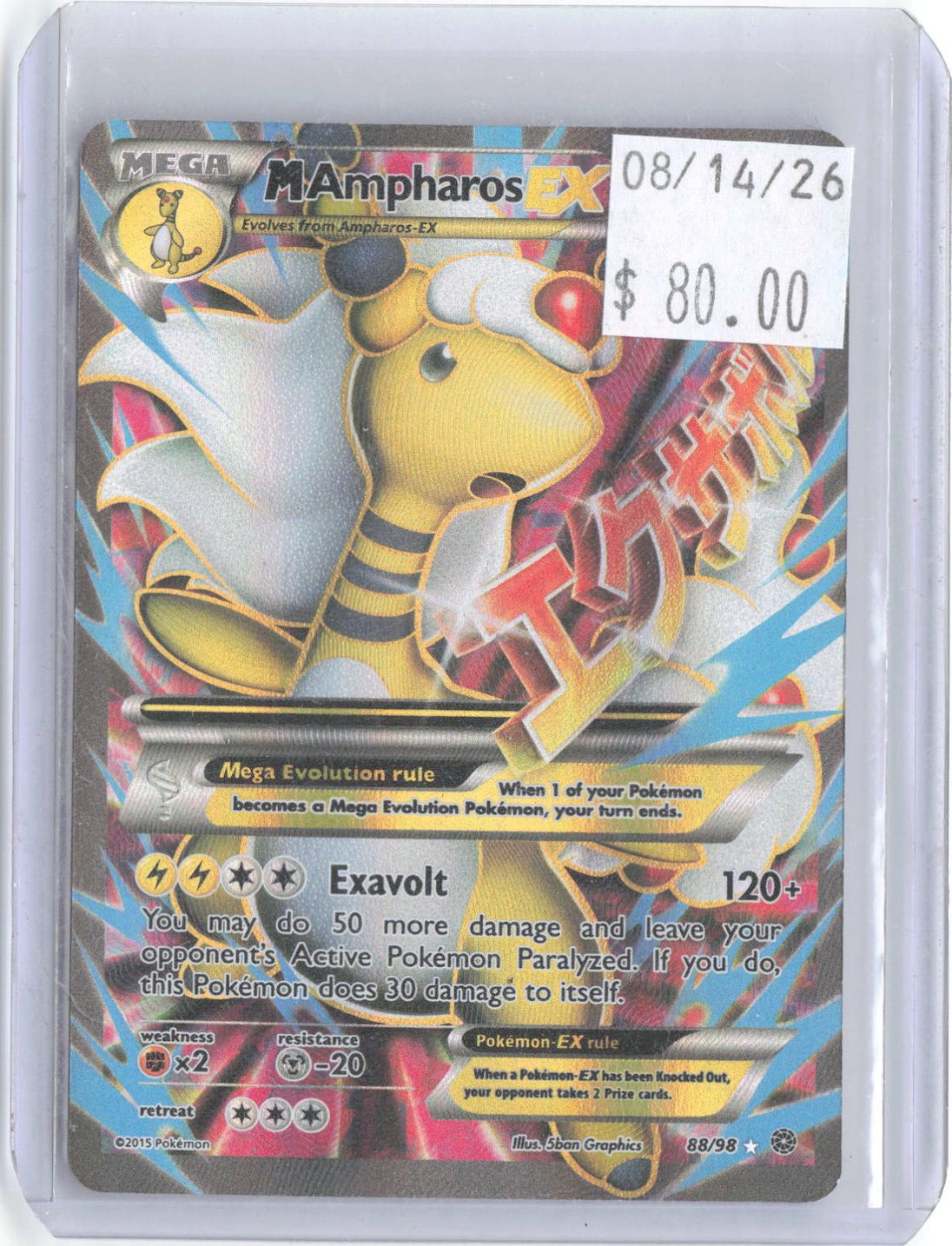 M Ampharos EX 88/98 Ultra Rare Ancient Origins Pokemon Holo Near Mint
