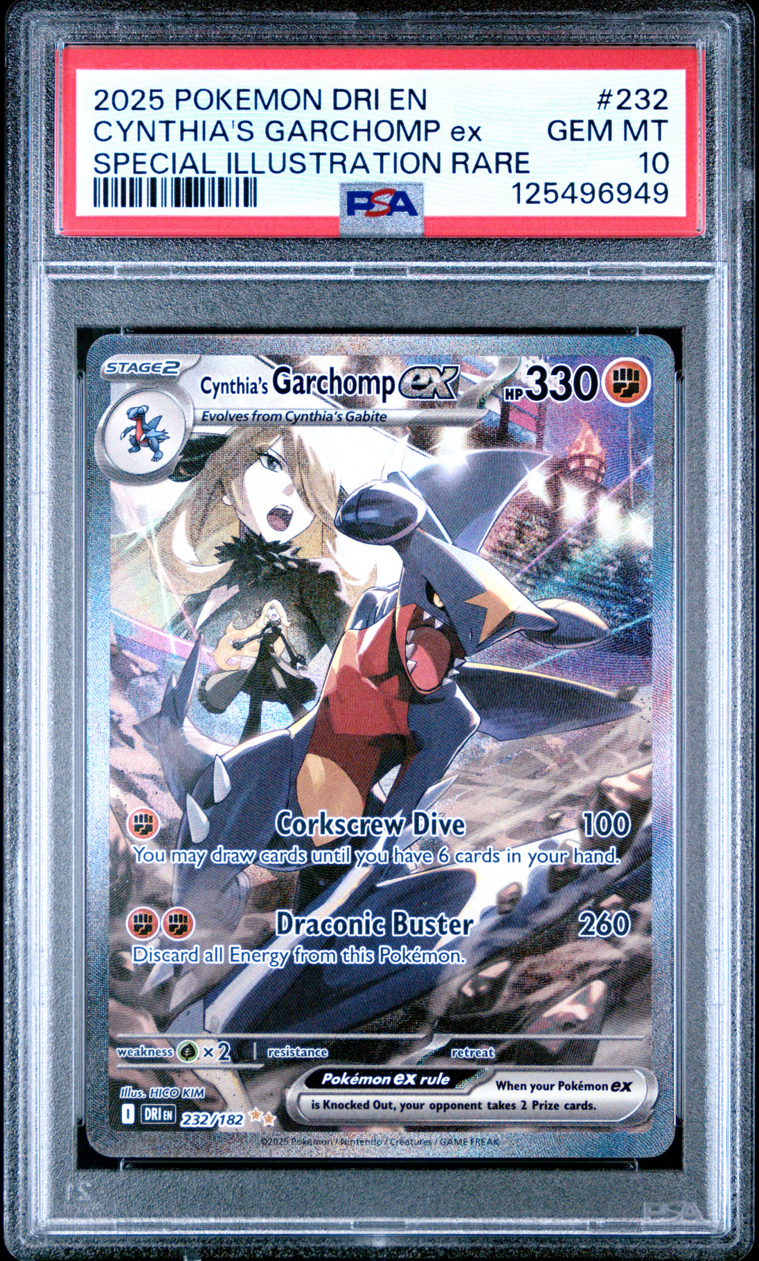Cynthia's Garchomp EX 232/182 Special Illustration Rare Pokemon PSA 10