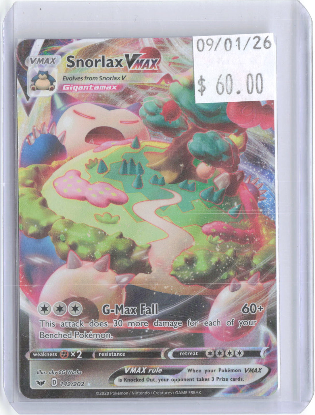 Snorlax VMAX 142/202 Holo Ultra Rare Sword & Shield Pokemon Near Mint