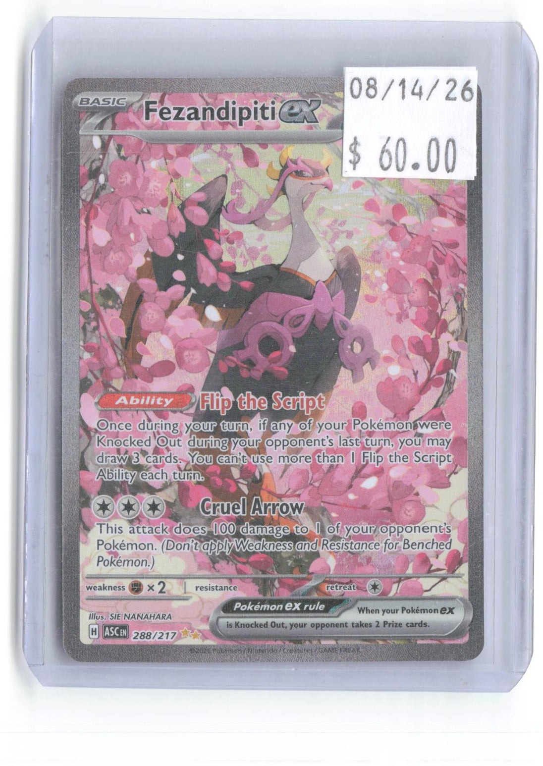 Fezandipiti ex 288/217 Special Illustration Rare Ascended Heroes Pokemon Holo NM