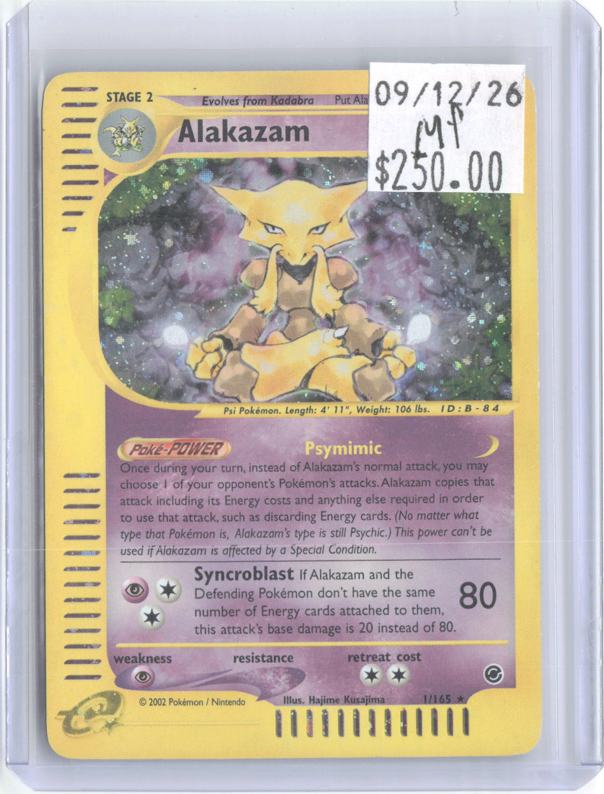 Alakazam 1/165 Holo Rare Expedition Base Set Pokemon Moderately Played