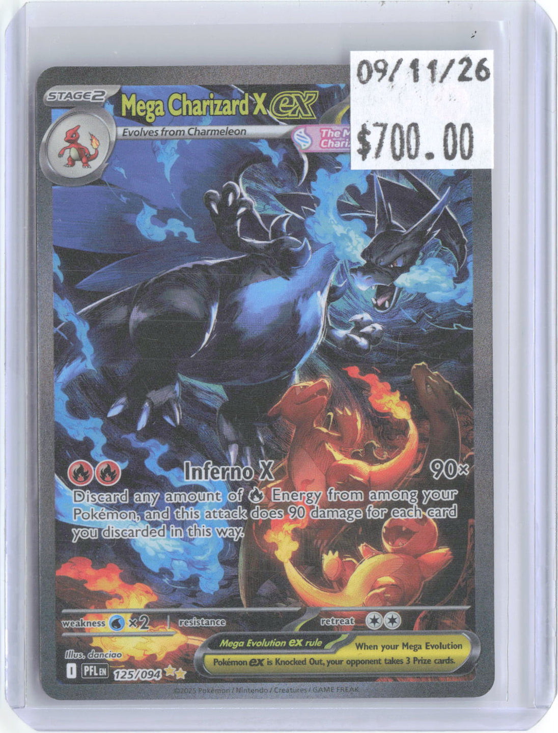 Mega Charizard X ex 125/094 Phantasmal Flames Pokemon Holo NM