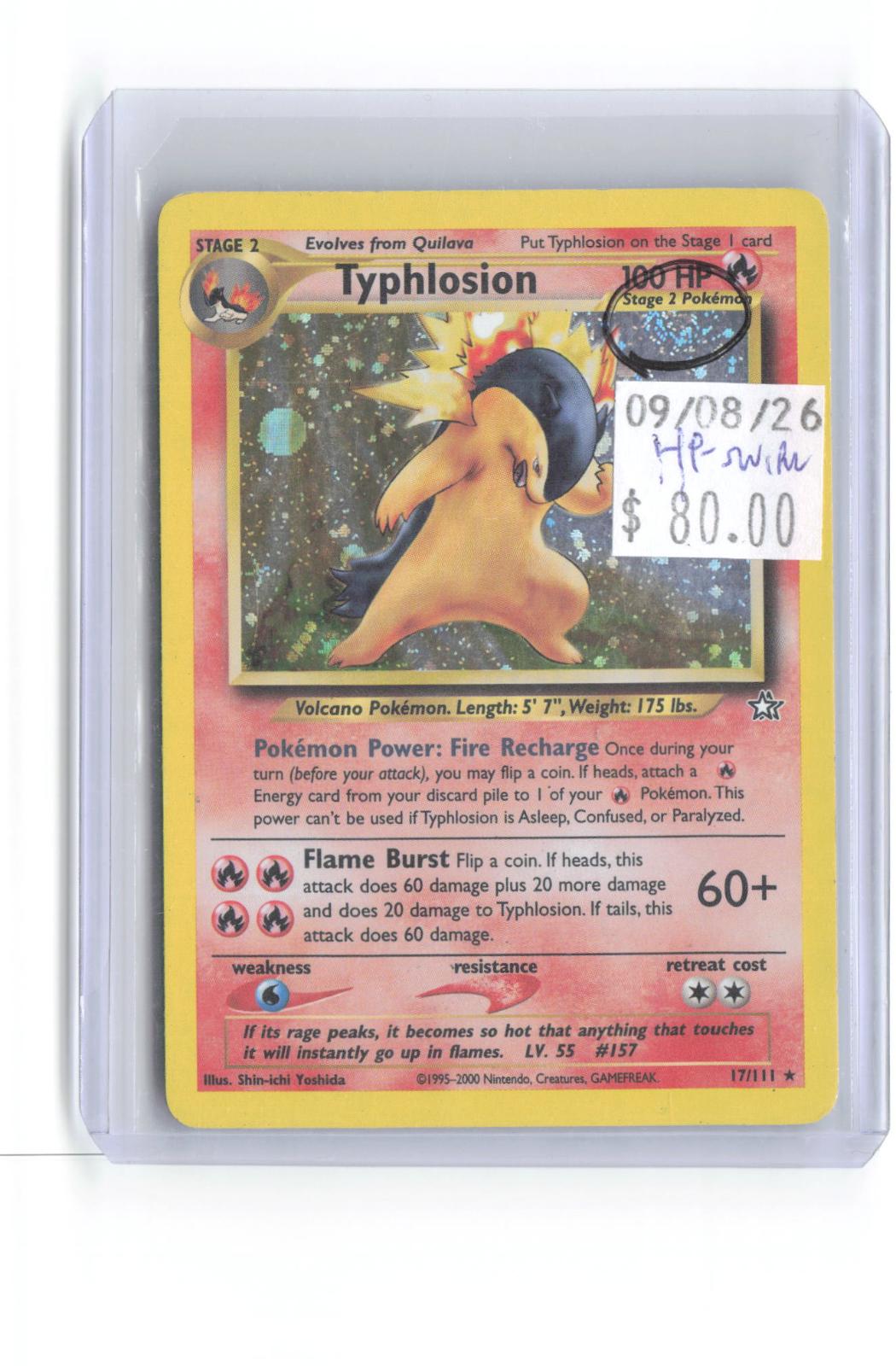 Typhlosion 17/111 Rare Neo Genesis Pokemon Unlimited Holo Heavily Played
