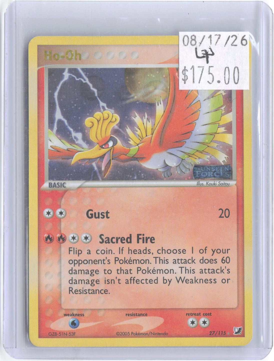 Ho-Oh 27/115 Rare Unseen Forces Pokemon Reverse Holo Lightly Played
