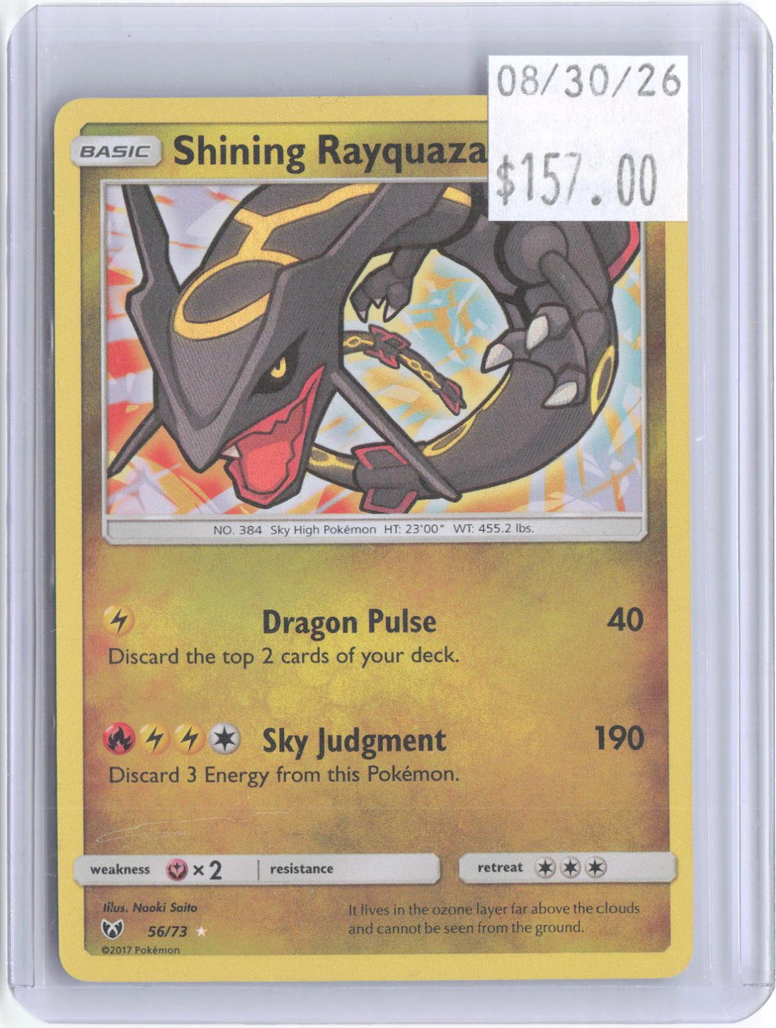 Shining Rayquaza 56/73 Secret Rare Shining Legends Pokemon Holo Near Mint