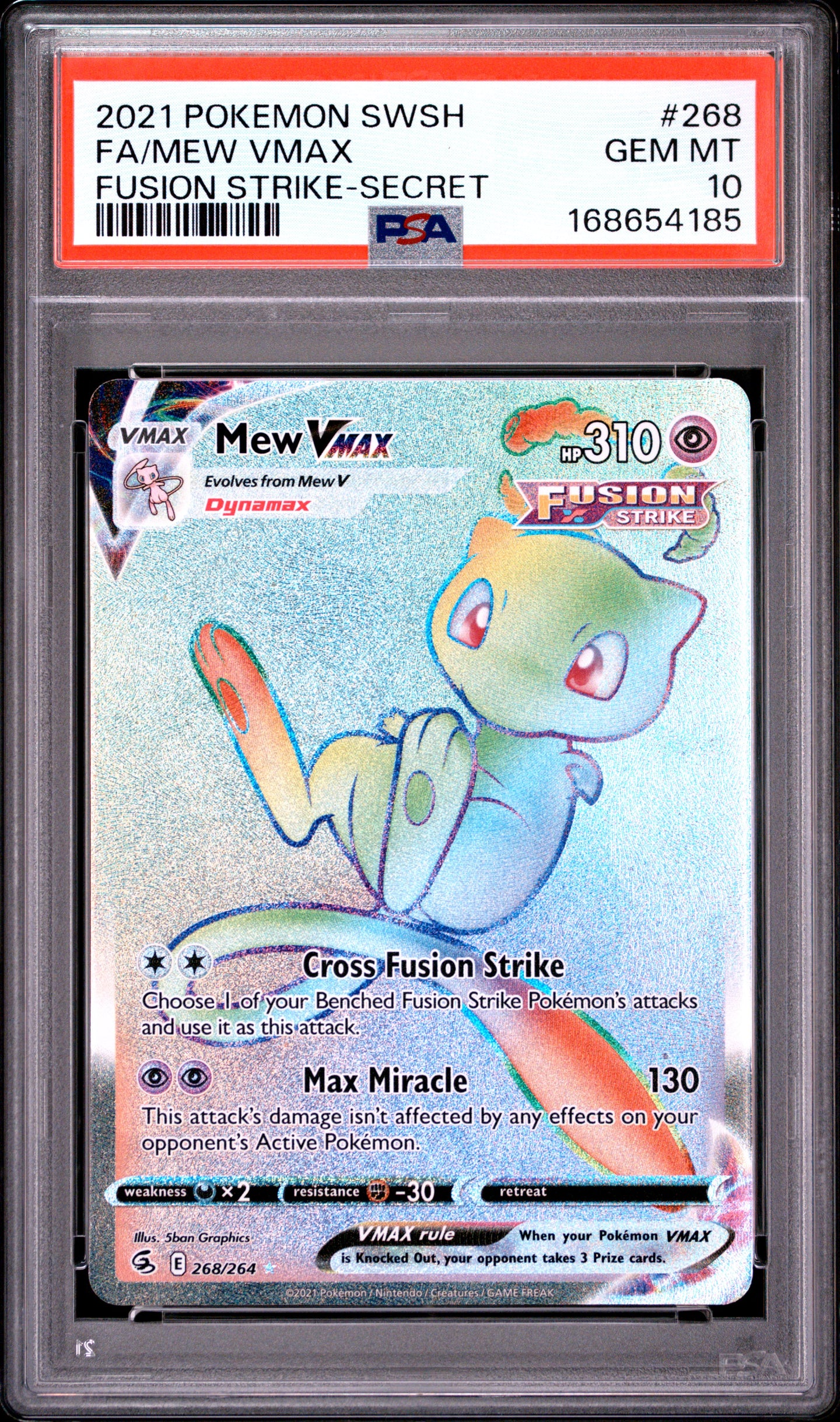Mew Vmax 268/264 Secret Fusion Strike Pokemon PSA 10
