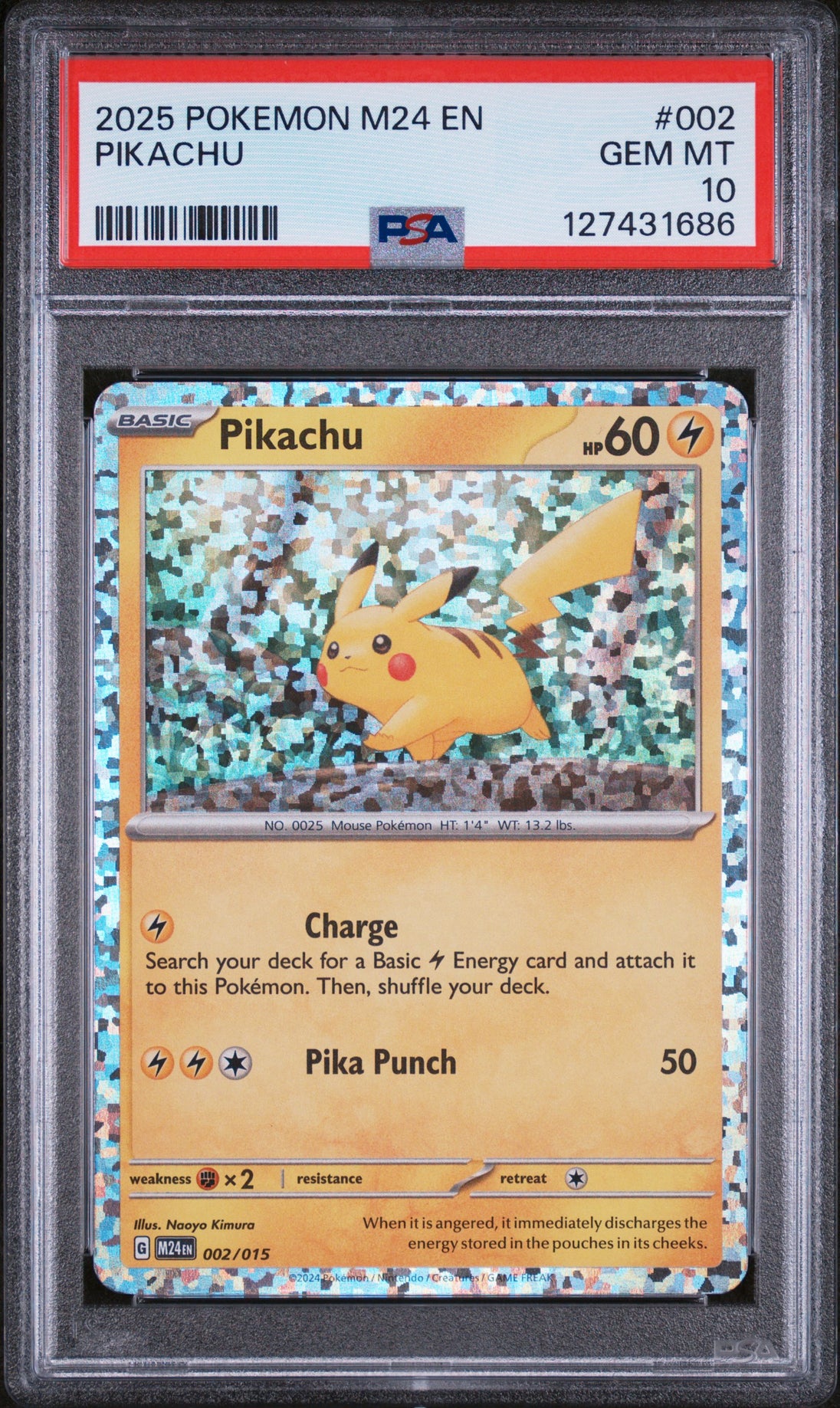 Pikachu 002 M24 En-Mcdonald's Collection Pokemon PSA 10