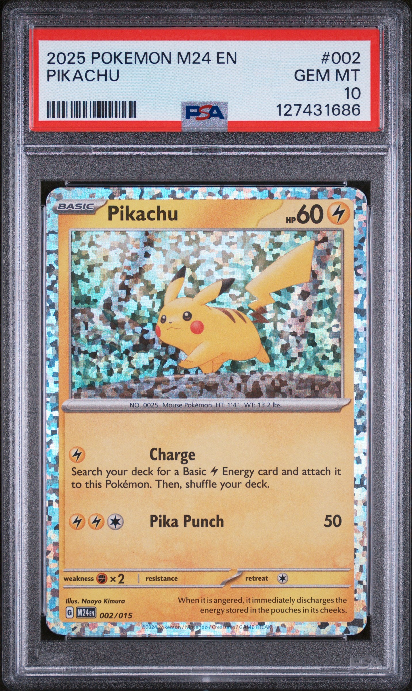 Pikachu 002 M24 En-Mcdonald's Collection Pokemon PSA 10