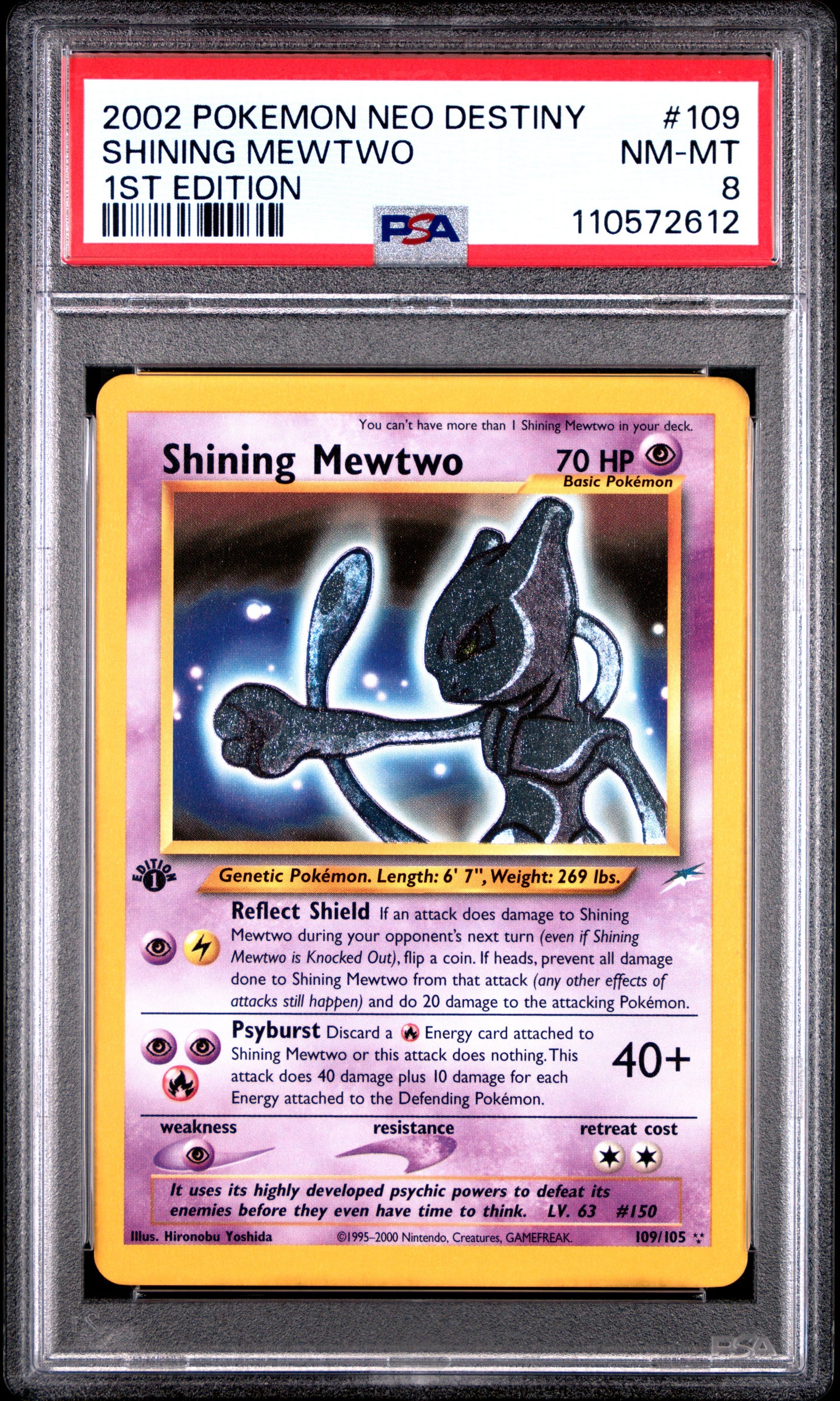 Shining Mewtwo 109/105 1st Edition Neo Destiny Pokemon PSA 8