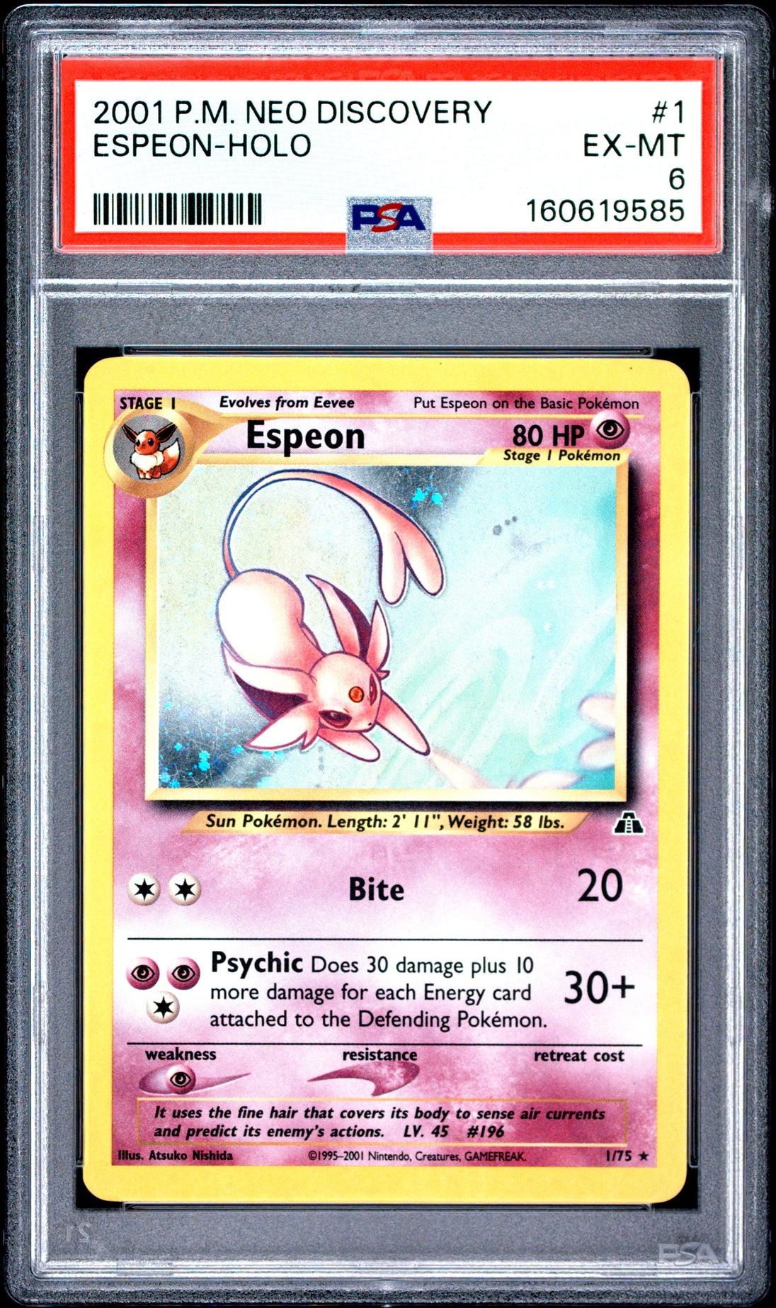 Espeon Holo 1/75 Neo Discovery Pokemon PSA 6
