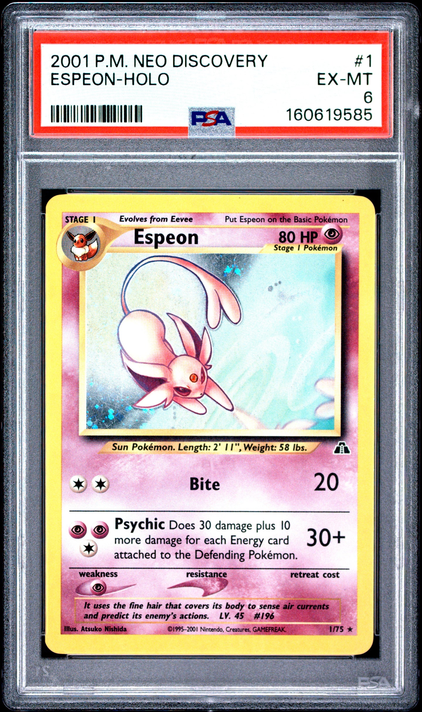 Espeon Holo 1/75 Neo Discovery Pokemon PSA 6