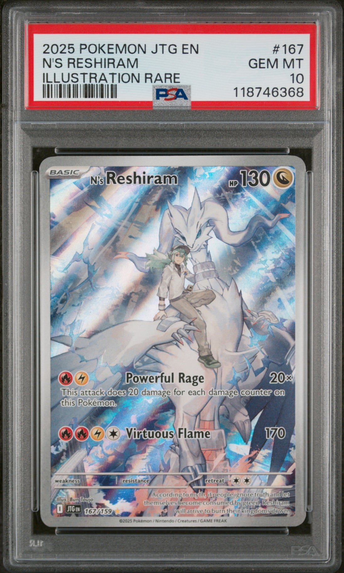 N's Reshiram 167/159 Illustration Rare Journey Together Pokemon PSA 10