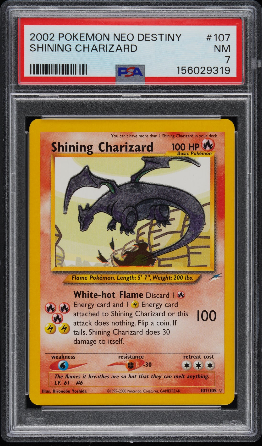 Shining Charizard 107/105 Neo Destiny Pokemon PSA 7