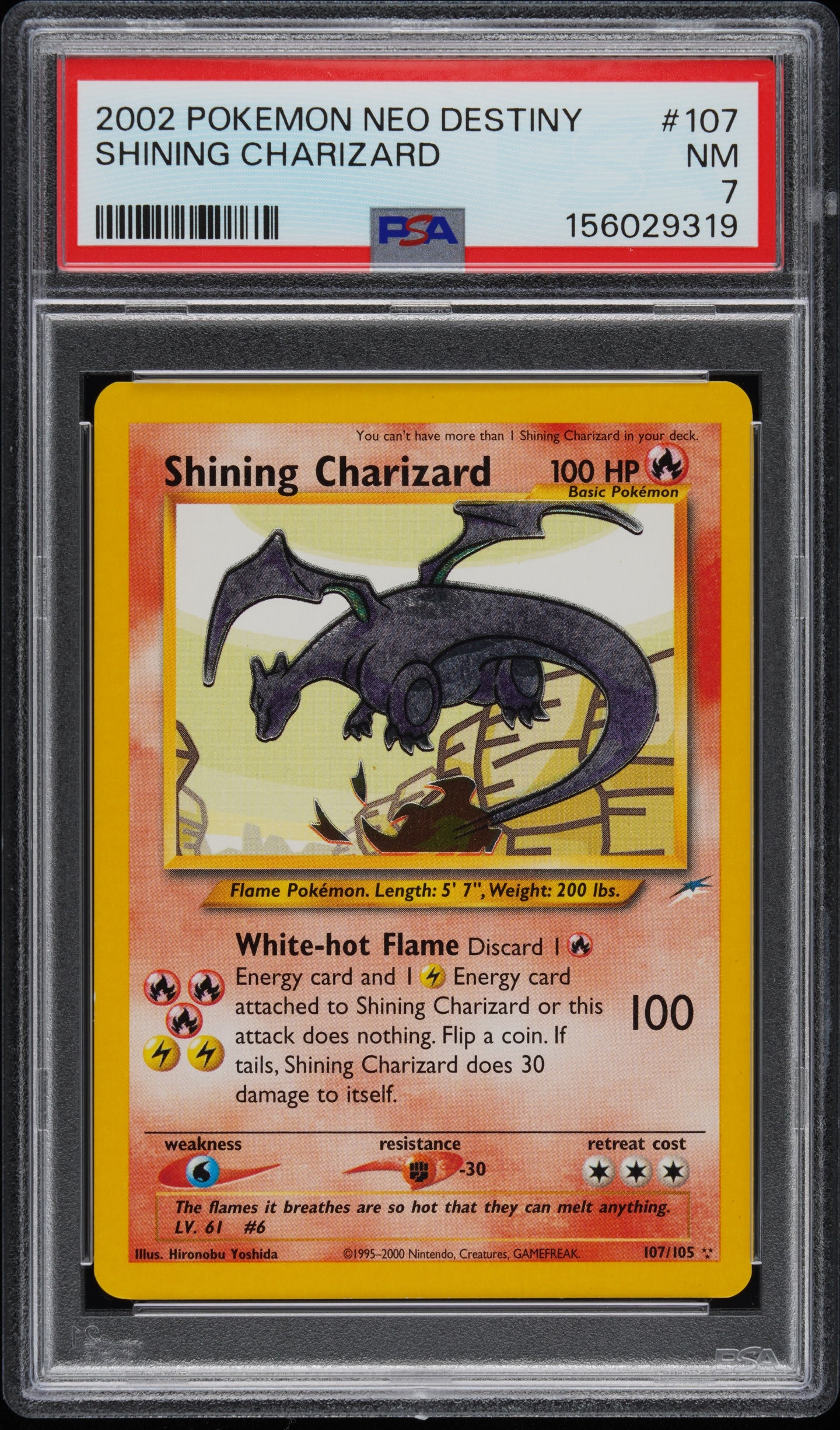 Shining Charizard 107/105 Neo Destiny Pokemon PSA 7