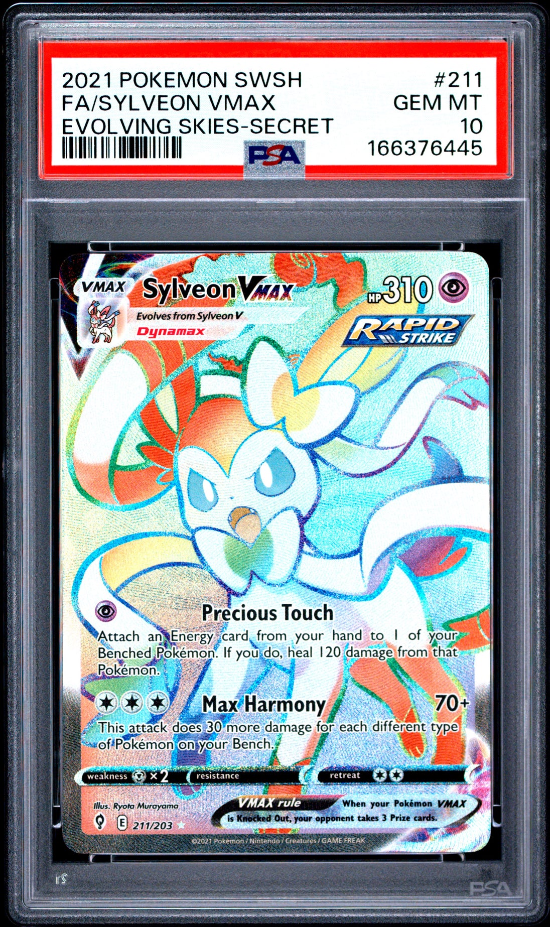 Sylveon Vmax 211/203 Secret Evolving Skies Pokemon PSA 10