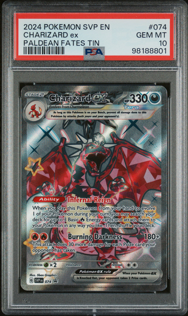 Charizard EX 074 Paldean Fates Tin Sv Black Star Promo Pokemon PSA 10