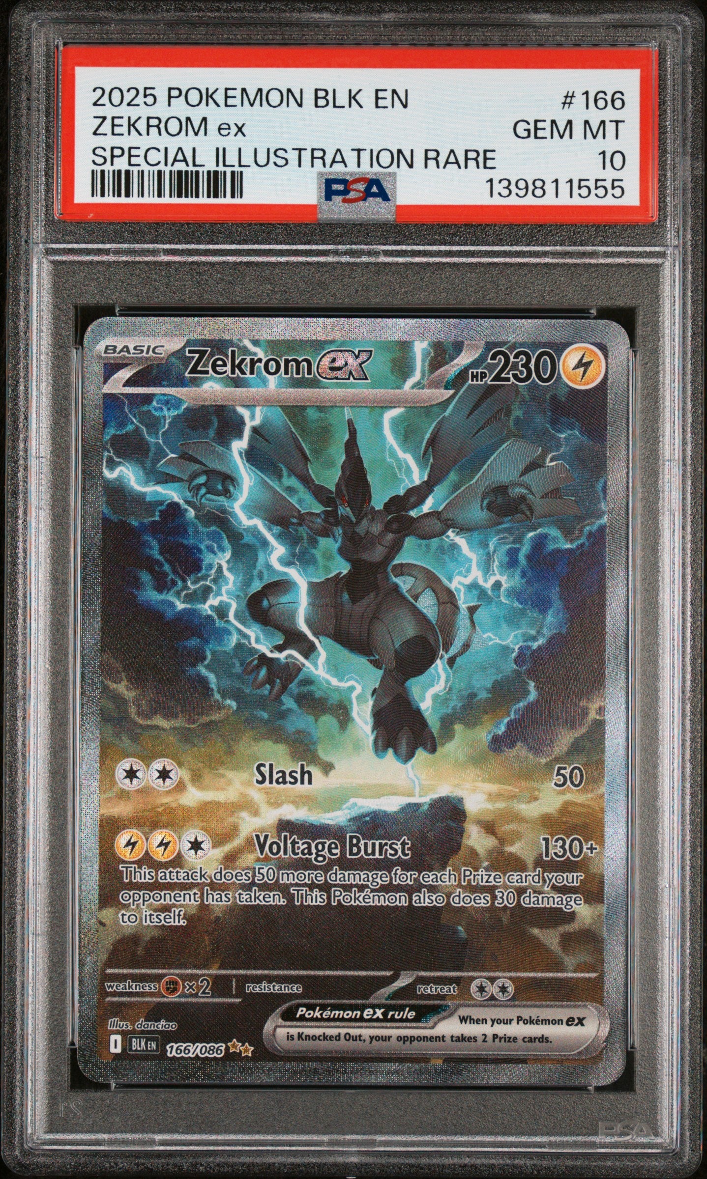 Zekrom EX 166/086 Special Illustration Rare Black Bolt Pokemon PSA 10