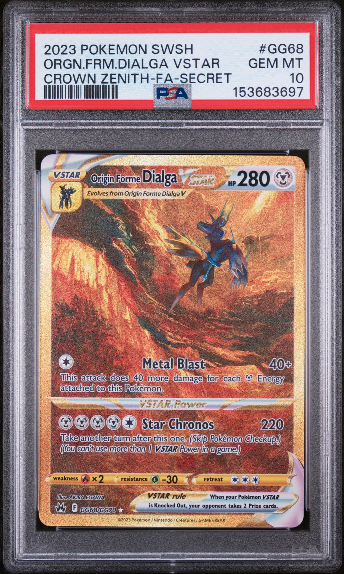 Origin Forme Dialga Vstar GG68/GG70 Secret Pokemon PSA 10