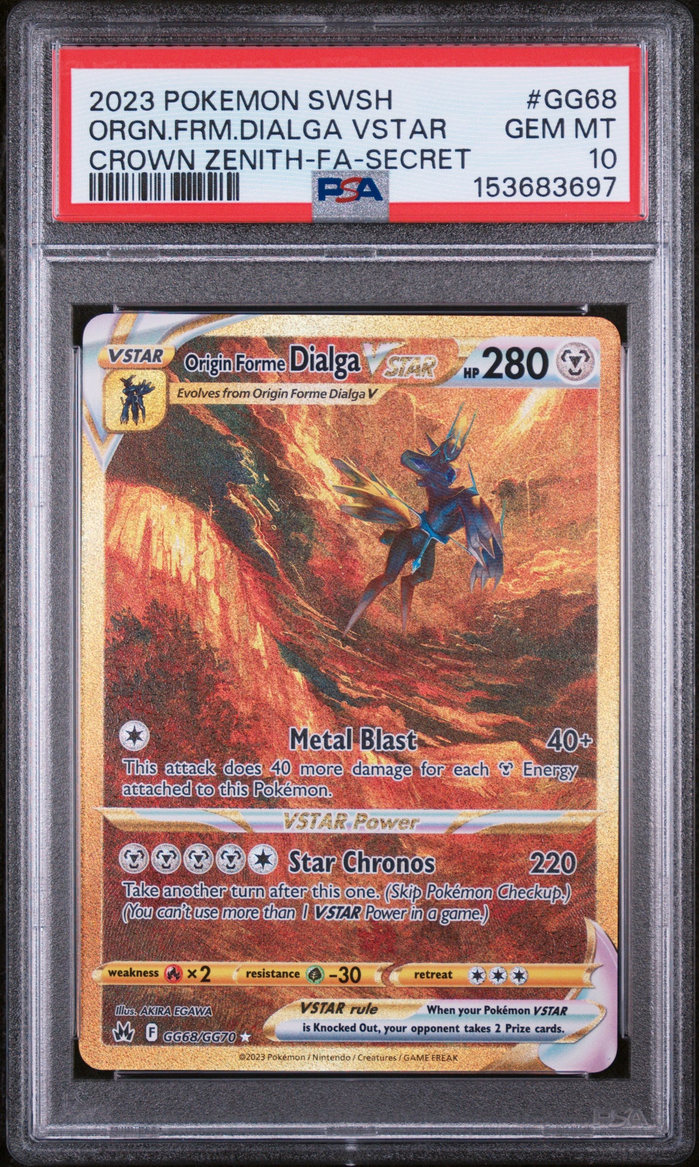 Origin Forme Dialga Vstar GG68/GG70 Secret Pokemon PSA 10