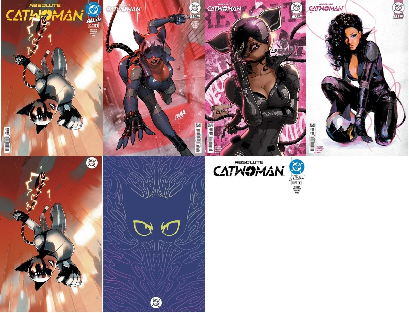 Absolute Catwoman #1 Set of 7 Variant Covers