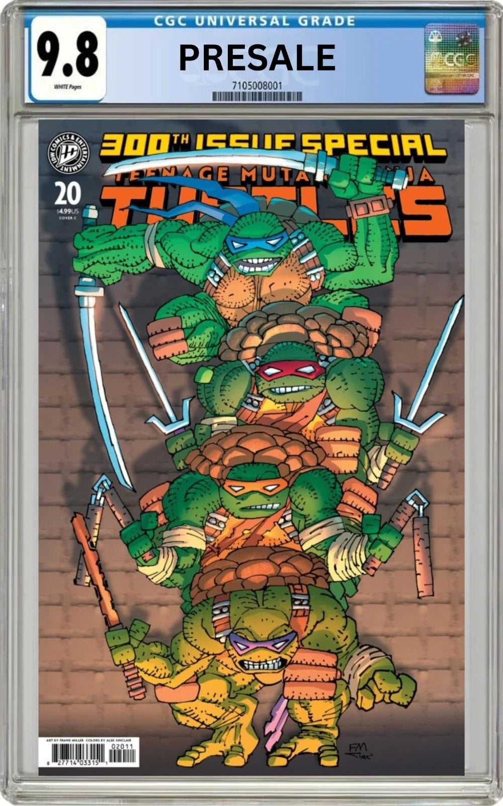 CGC 9.8 Teenage Mutant Ninja Turtles #20 Issue 300 Cover C FRANK MILLER Variant Cover (Pre-Sale 7/22/26)