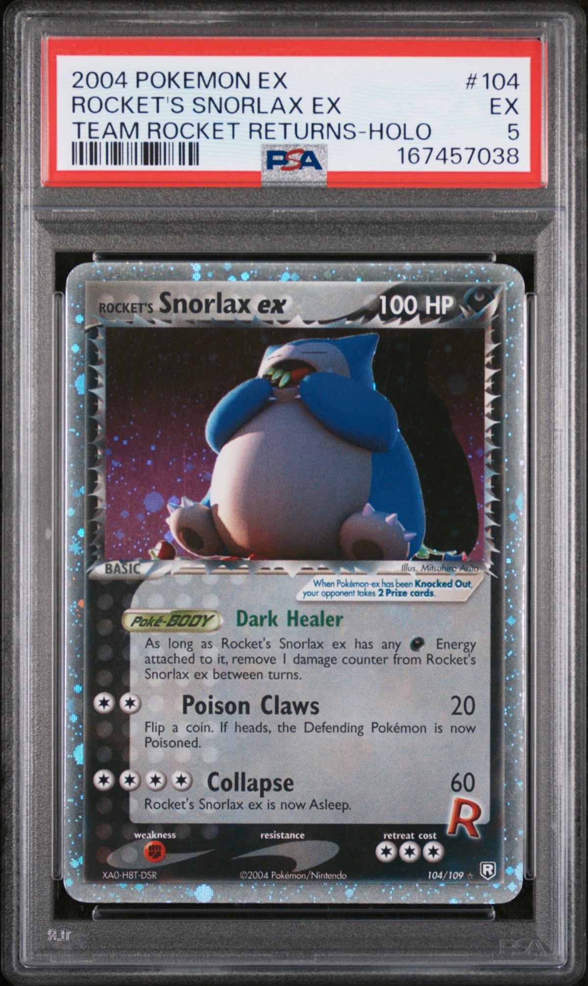 Rocket's Snorlax EX Holo 104/109 Team Rocket Returns Pokemon PSA 5 EX