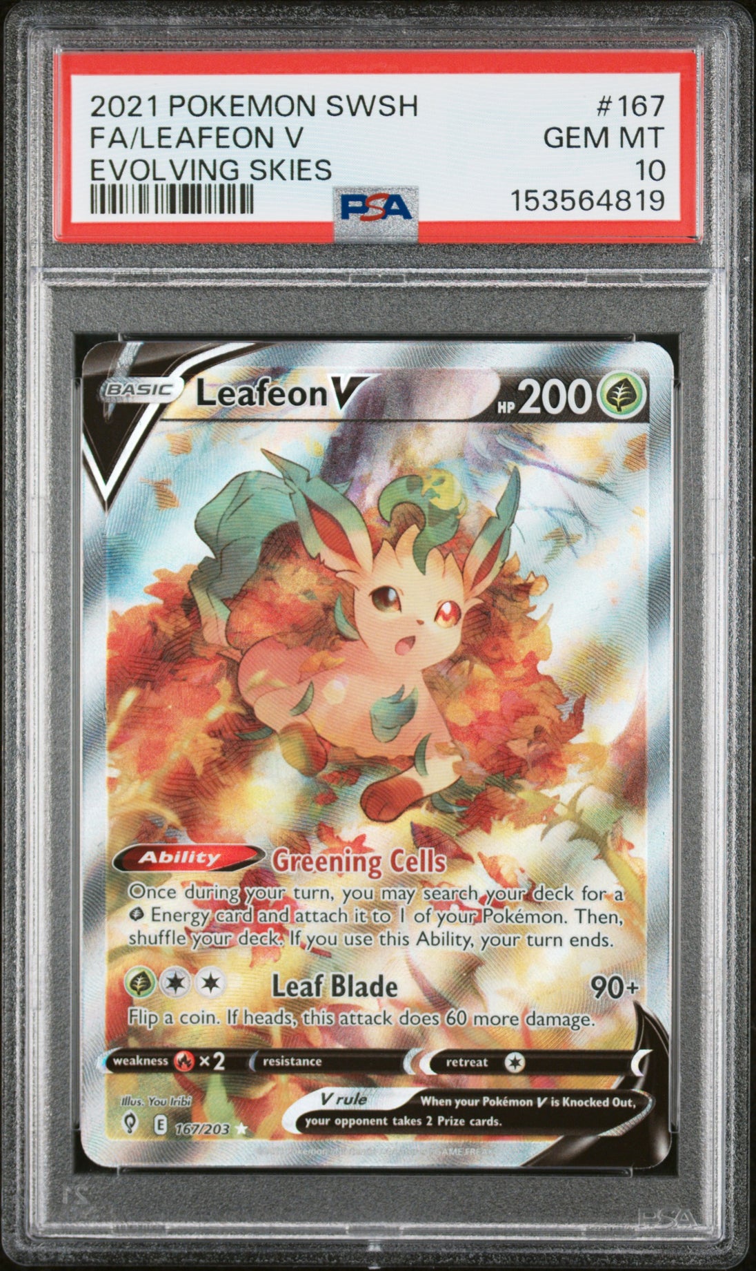 Leafeon V 167/203 Evolving Skies Pokemon PSA 10