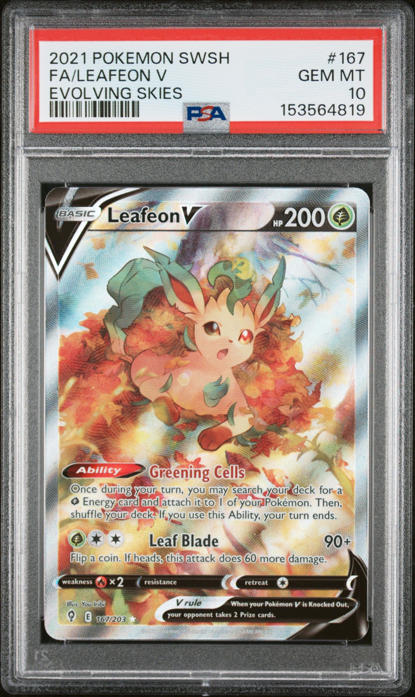 Leafeon V 167/203 Evolving Skies Pokemon PSA 10
