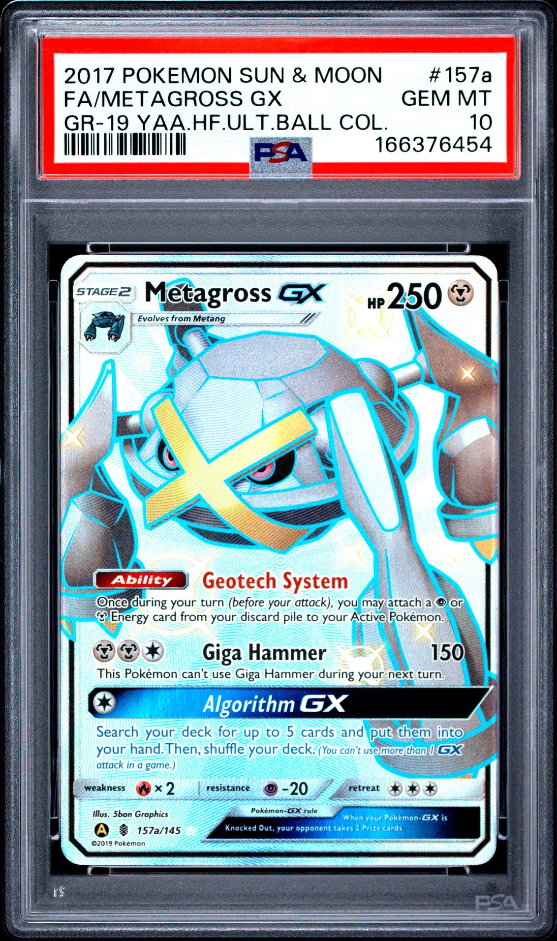 Metagross Gx 157A/145 2019 Hidden Fates Ultra Ball Collection Pokemon PSA 10