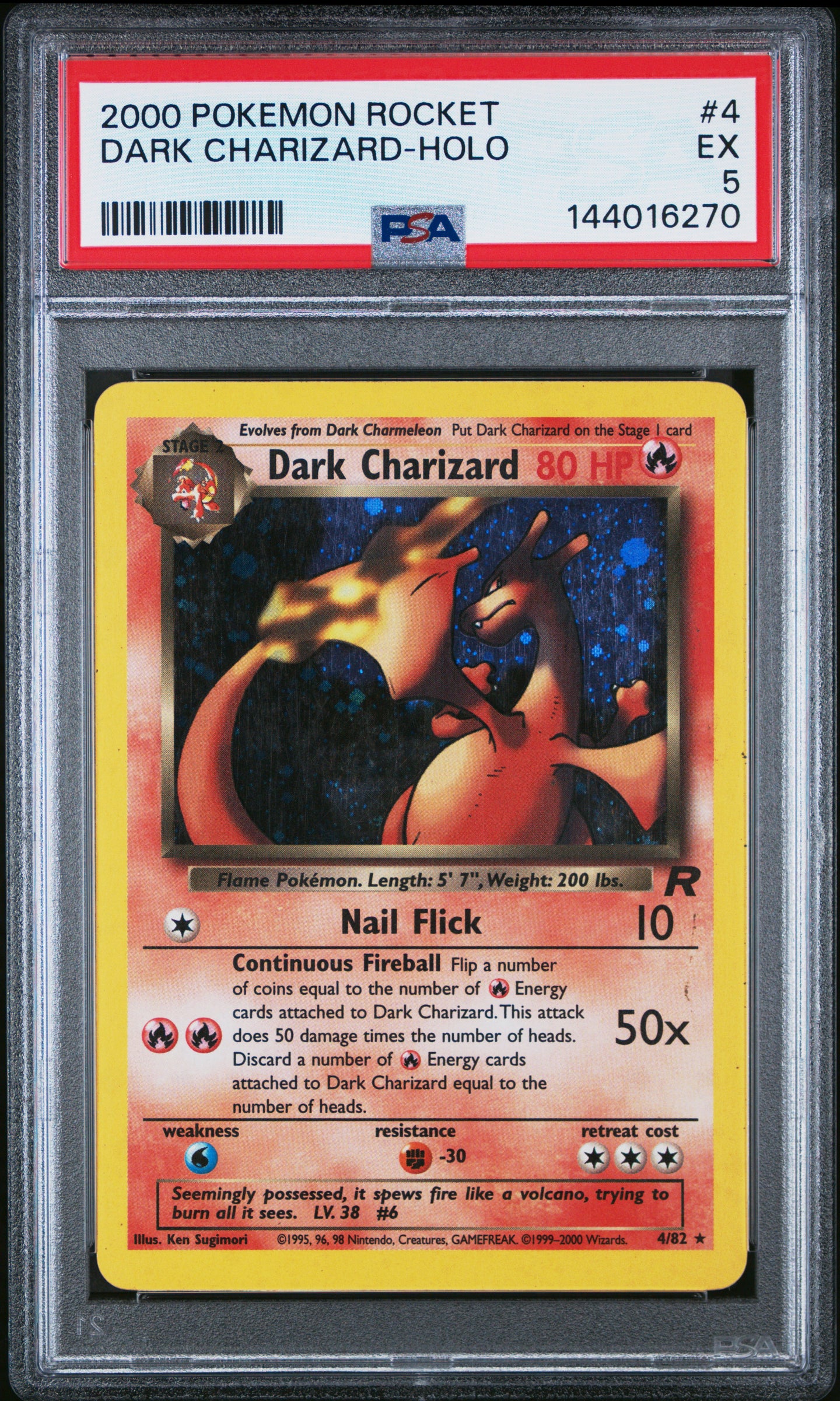 Dark Charizard Holo 4 Rocket Pokemon PSA 5