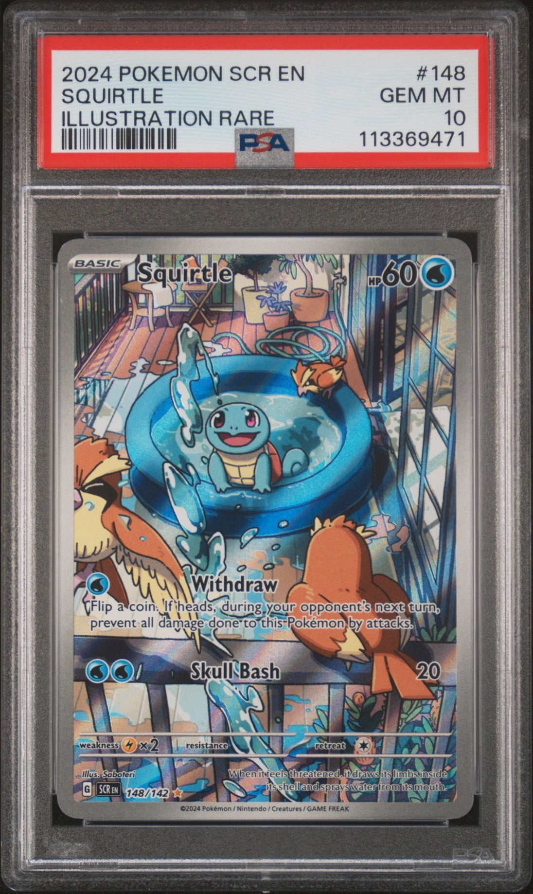 Squirtle 148/142 Illustration Rare Stellar Crown Pokemon PSA 10