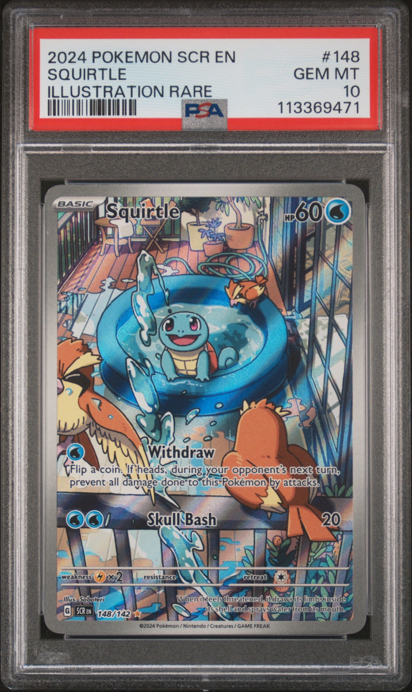 Squirtle 148/142 Illustration Rare Stellar Crown Pokemon PSA 10