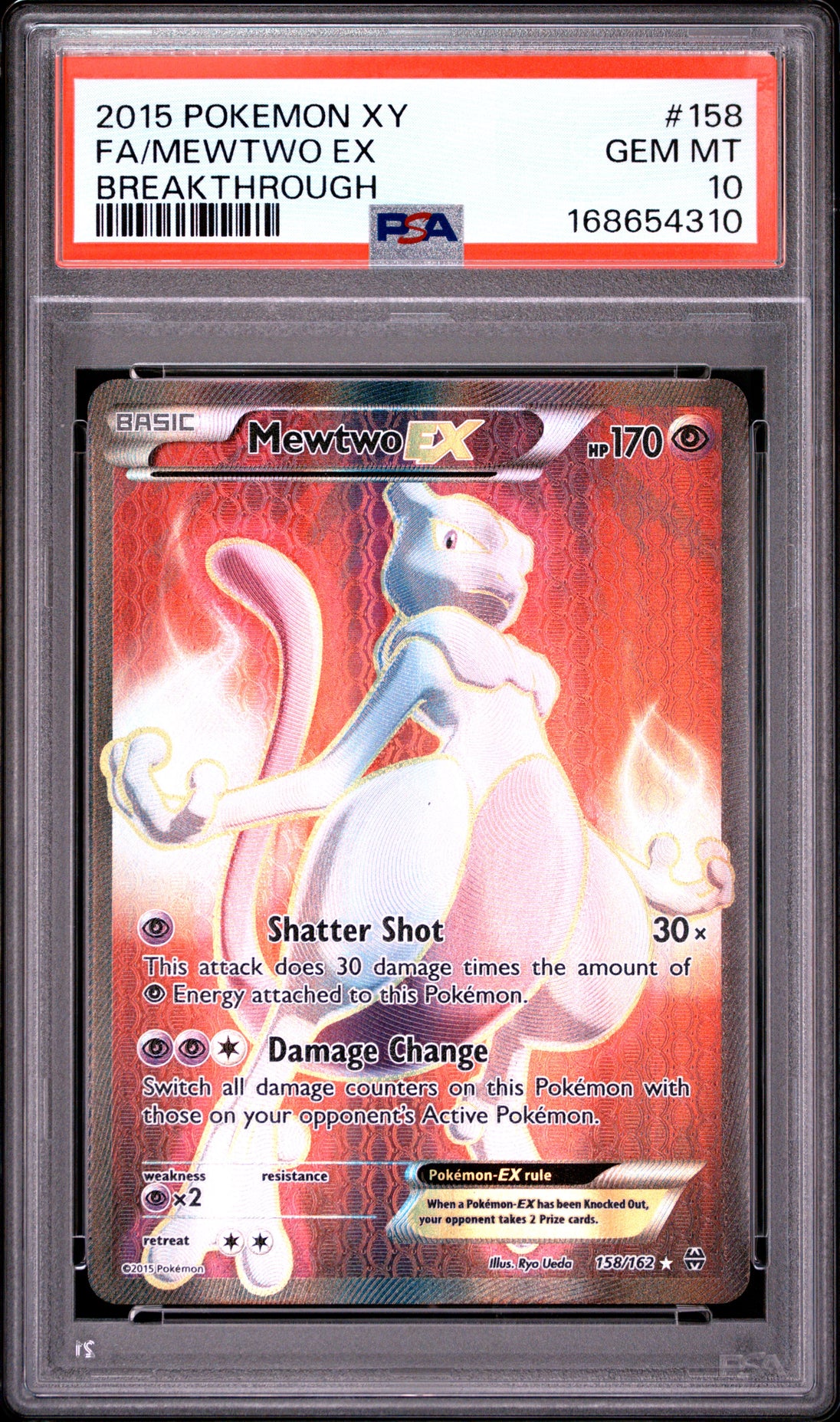 Mewtwo EX 158/162 Breakthrough Pokemon PSA 10